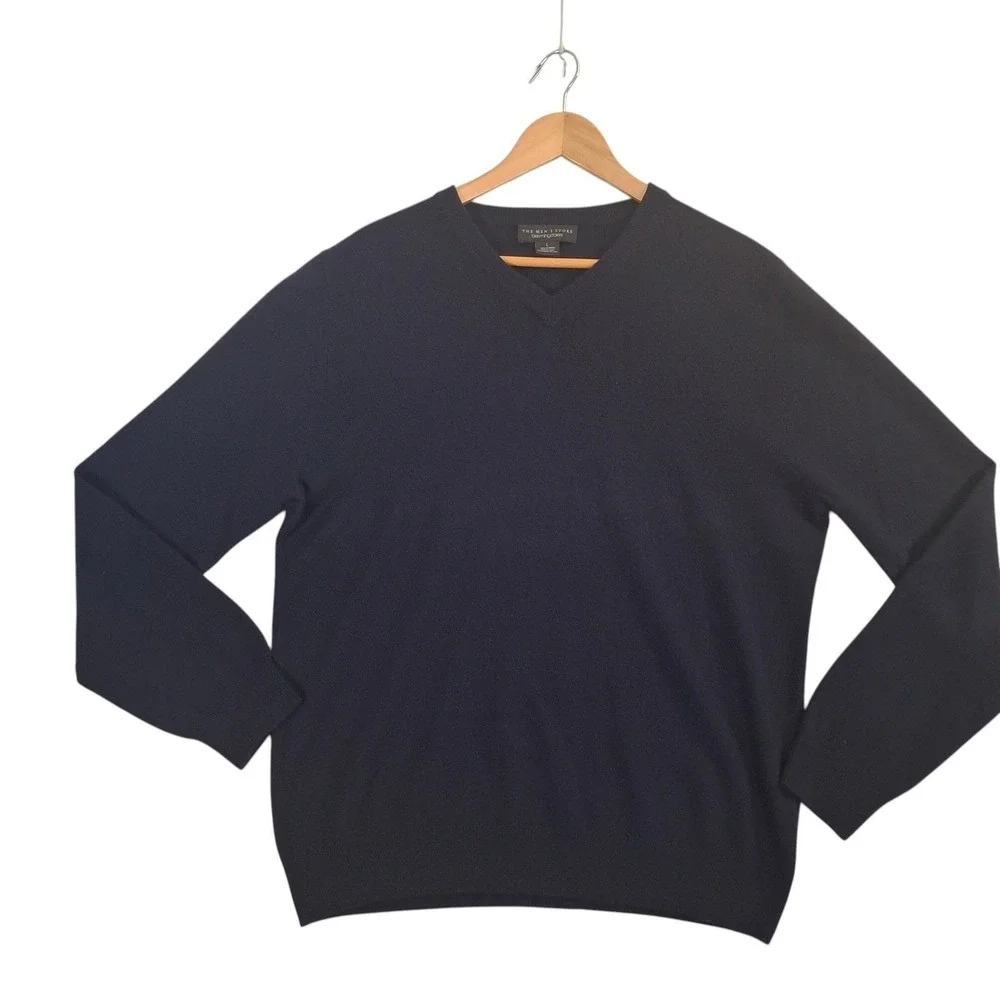 The Mens Store Bloomingdales Cashmere V-Neck Sweater Black Mens Large L